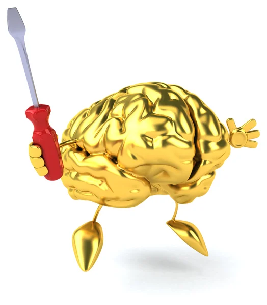 Roliga tecknade gyllene hjärnan — Stockfoto