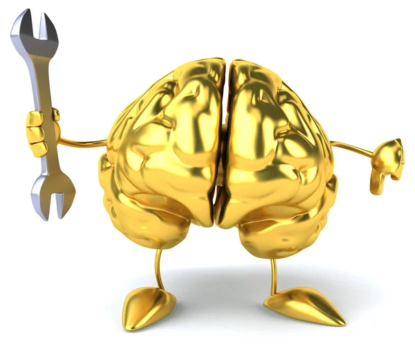 Fun cartoon golden brain — Stock Photo, Image