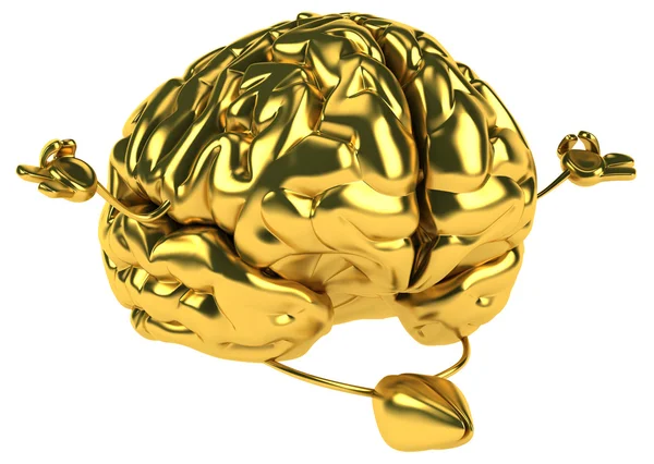 Fun cartoon golden brain — Stock Photo, Image