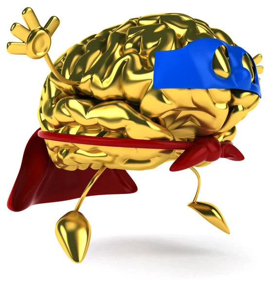 Fun cartoon golden brain — Stock Photo, Image