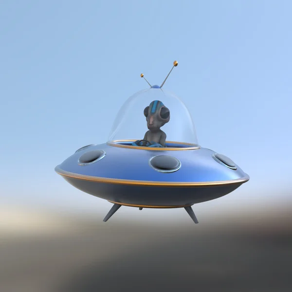 Cartoon Alien in UFO — Stock Photo, Image