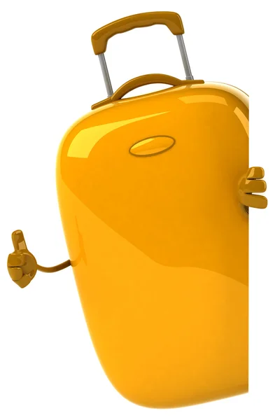 Fun cartoon yellow suitcase — Stock Photo, Image