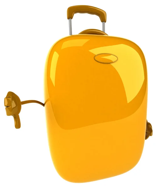 Fun cartoon yellow suitcase — Stock Photo, Image