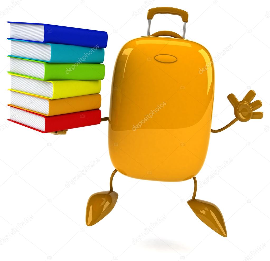 Fun cartoon yellow suitcase