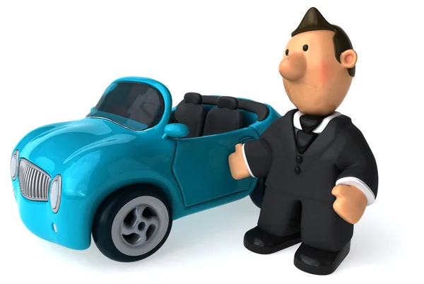 Fun car with businessman — Stock Photo, Image