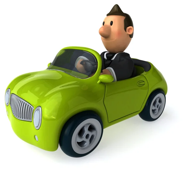 Fun car with businessman inside — Stock Photo, Image