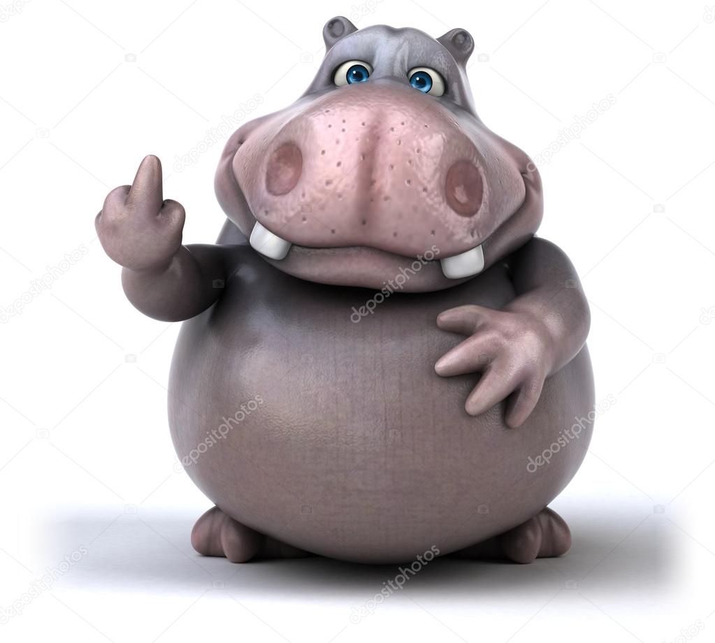 Funny cartoon hippo