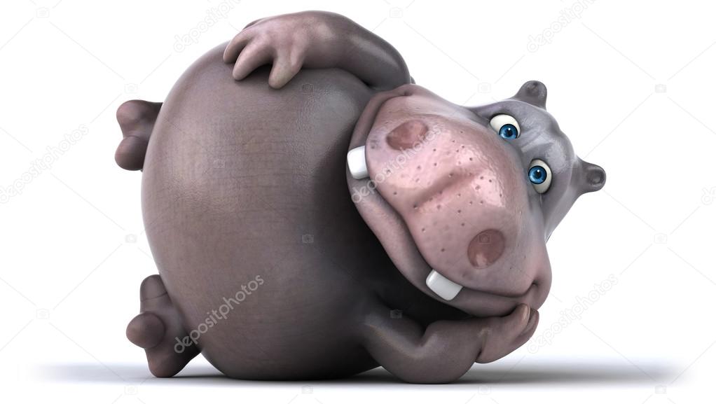 Funny cartoon hippo