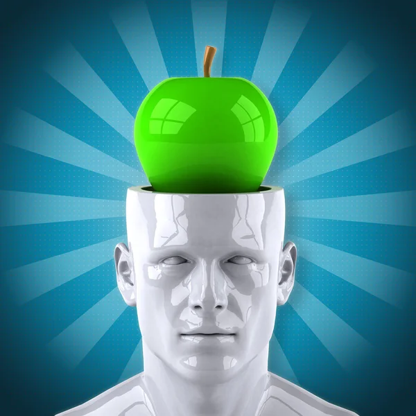 Mind concept with green apple — Stock Photo, Image
