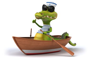 Tekne içinde eğlenceli timsah