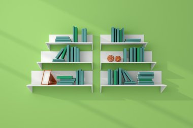 3D render kitap rafı.
