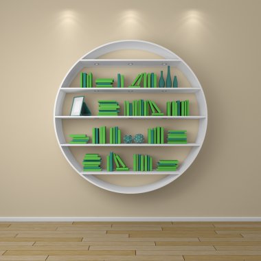 3D render kitap rafı.