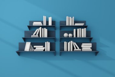 3D render kitap rafı.