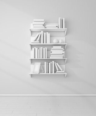 3D render kitap rafı.