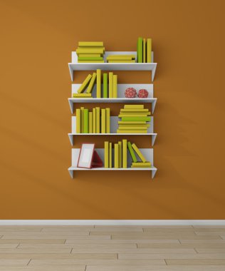 3D render kitap rafı.