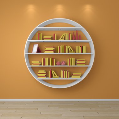 3D render kitap rafı.