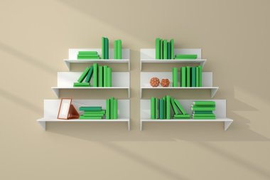 3D render kitap rafı.