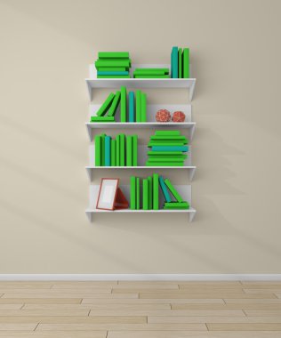 3D render kitap rafı.