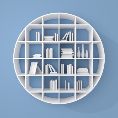 3D render kitap rafı.