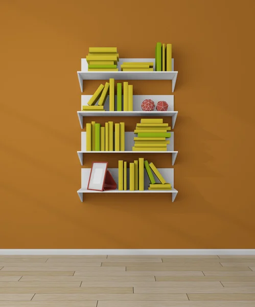 3D gerenderte Bücherregale. — Stockfoto