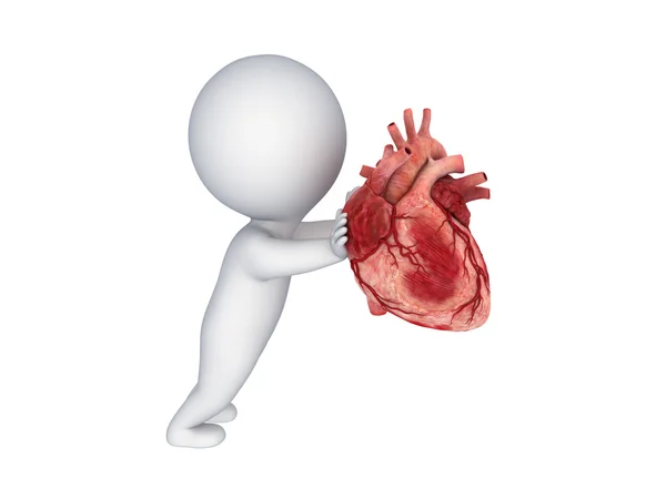 3D osoba przesuwając ludzkiego serca. — Zdjęcie stockowe