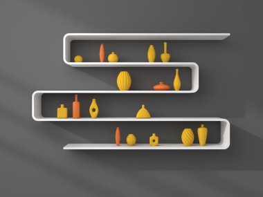 3D render kitap rafı.
