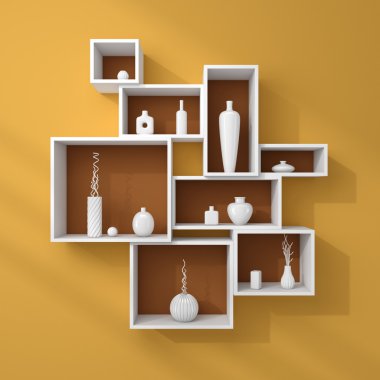 3D render kitap rafı.