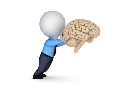 insan beyni üzerinde beyaz izole.