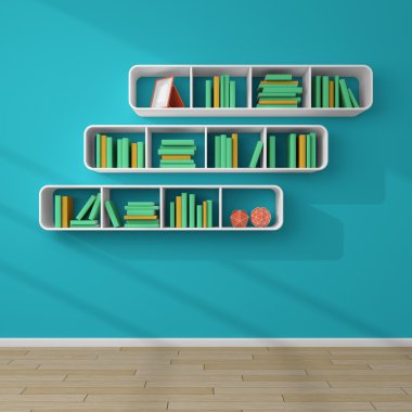 3D render kitap rafı.