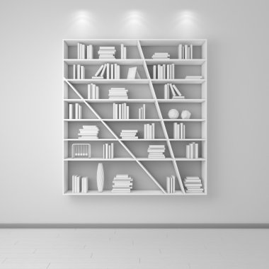 3D render kitap rafı.