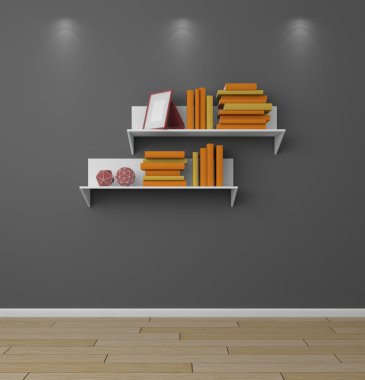 3D render kitap rafı.
