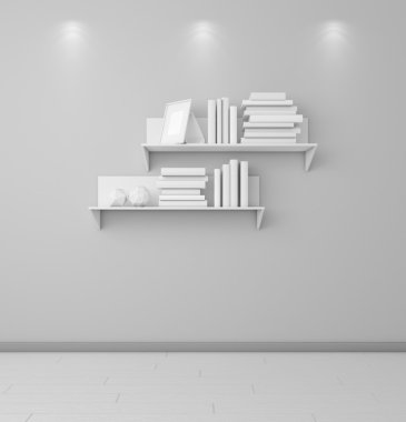 3D render kitap rafı.