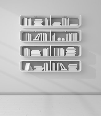 3D render kitap rafı.