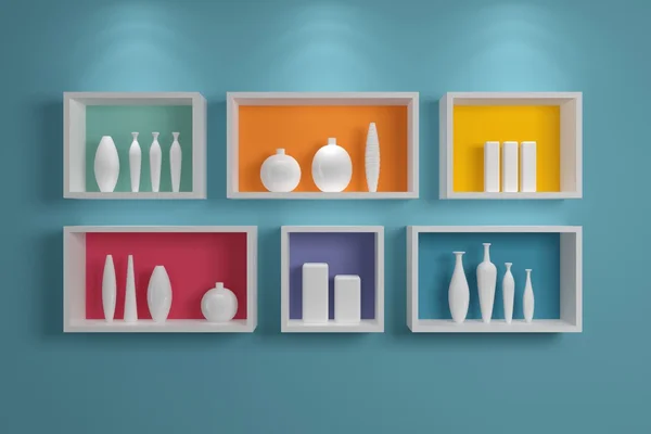 Modern shelves on wall. — Stock Photo, Image