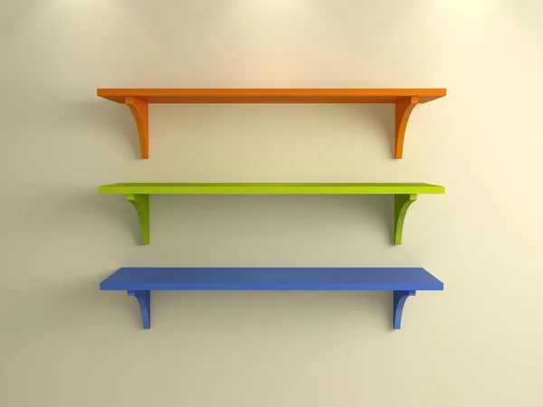 Simple shelves on a wall. — Stock Photo, Image