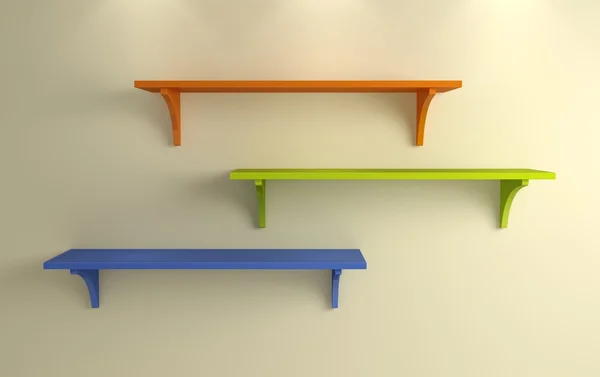 Simple shelves on a wall. — Stock Photo, Image