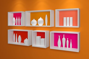 Modern duvar rafları.