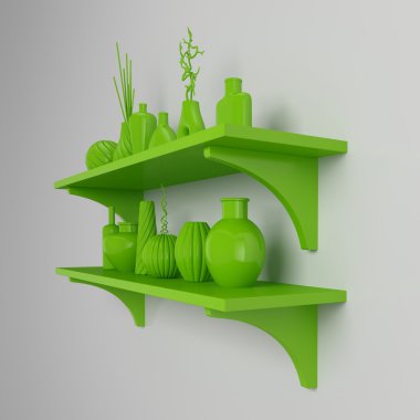 basit bir duvar raflarda.