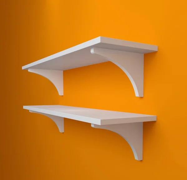 Simple shelves on a wall. — Stock Photo, Image