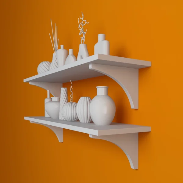 Simple shelves on a wall. — Stock Photo, Image