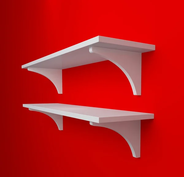 Simple shelves on a wall. — Stock Photo, Image