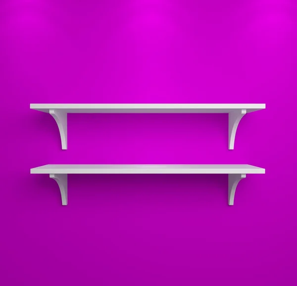 Simple shelves on a wall. — Stock Photo, Image