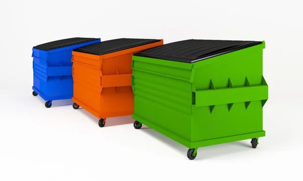 Цветные ящики для мусора . — стоковое фото