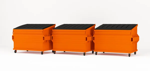 Realistische orangefarbene Mülleimer. — Stockfoto