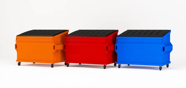 Realistic colorful trash boxes. — Stock Photo, Image