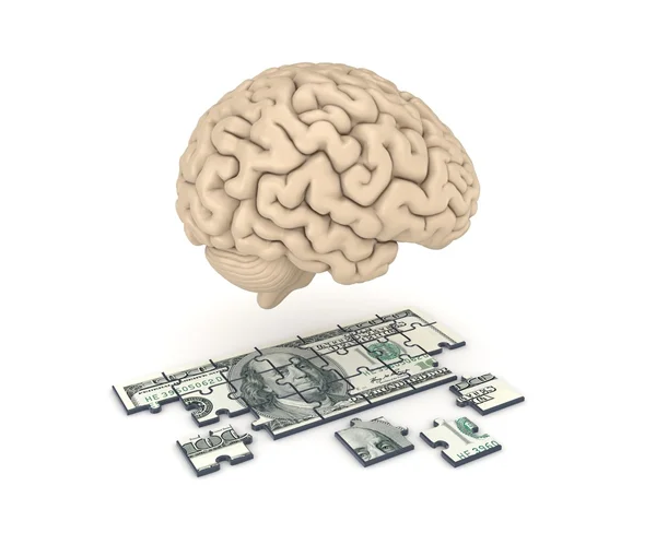 Ludzki mózg i Dolar banknotów. — Zdjęcie stockowe