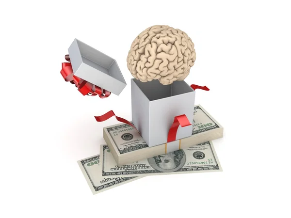Menselijk brein in een doos van de gift. — Stockfoto