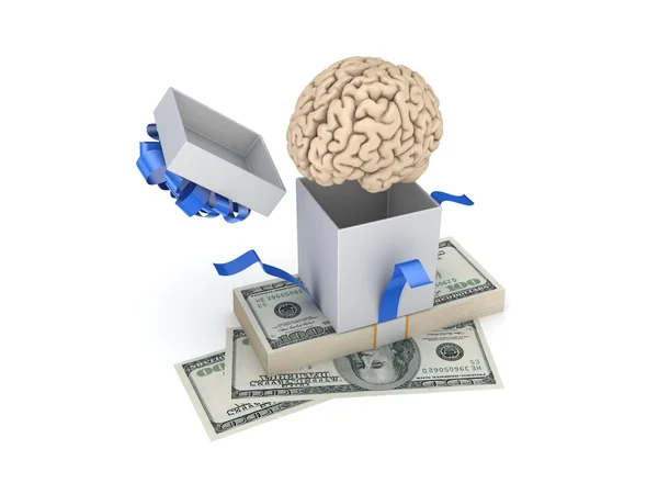 Cerebro humano en una caja de regalo . —  Fotos de Stock