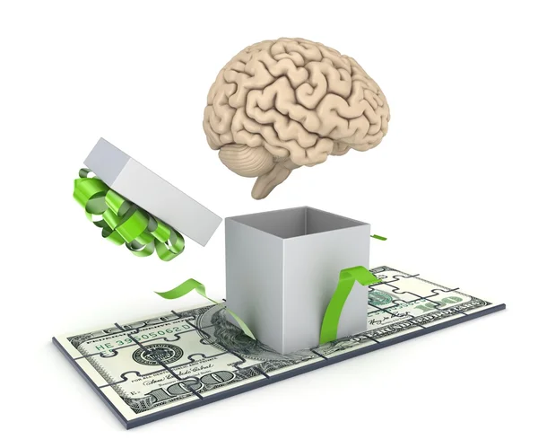 人間の脳とドル紙幣 — ストック写真
