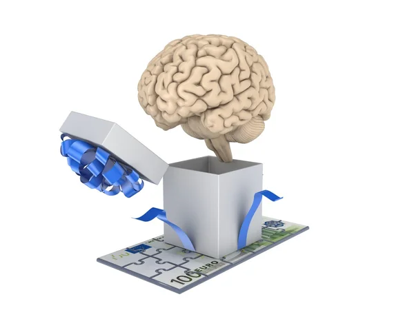 Cerebro humano y euro . — Foto de Stock